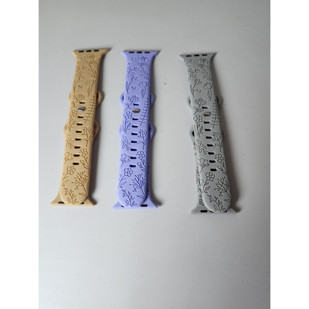Three pack Floral Engraved Apple Watch Bands7/6/5/4/3/2/1/SE